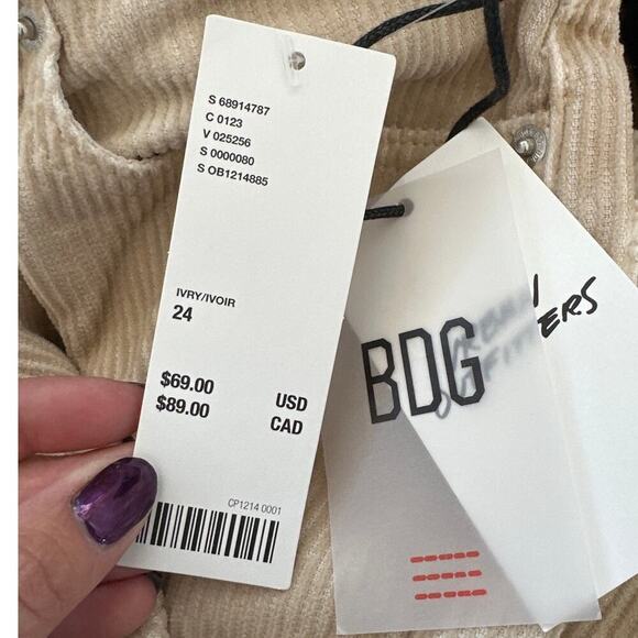 Urban Outfitters Women's BDG High & Wide Tan Corduroy Pants, Size 24, NWT - Picture 3 of 5